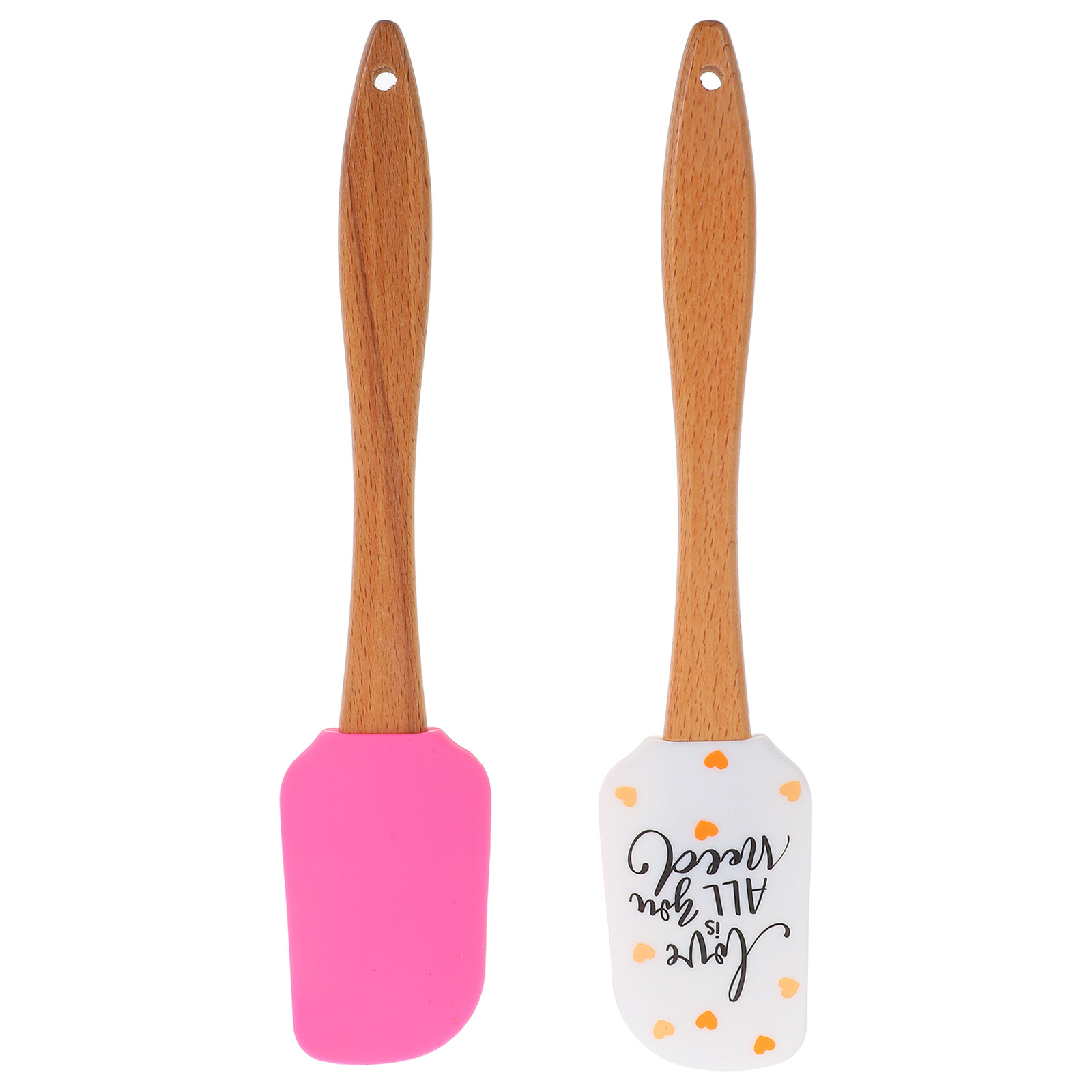 Kitchen Baking Utensils - 2Pcs Valentine Themed Silicone Spatulas with