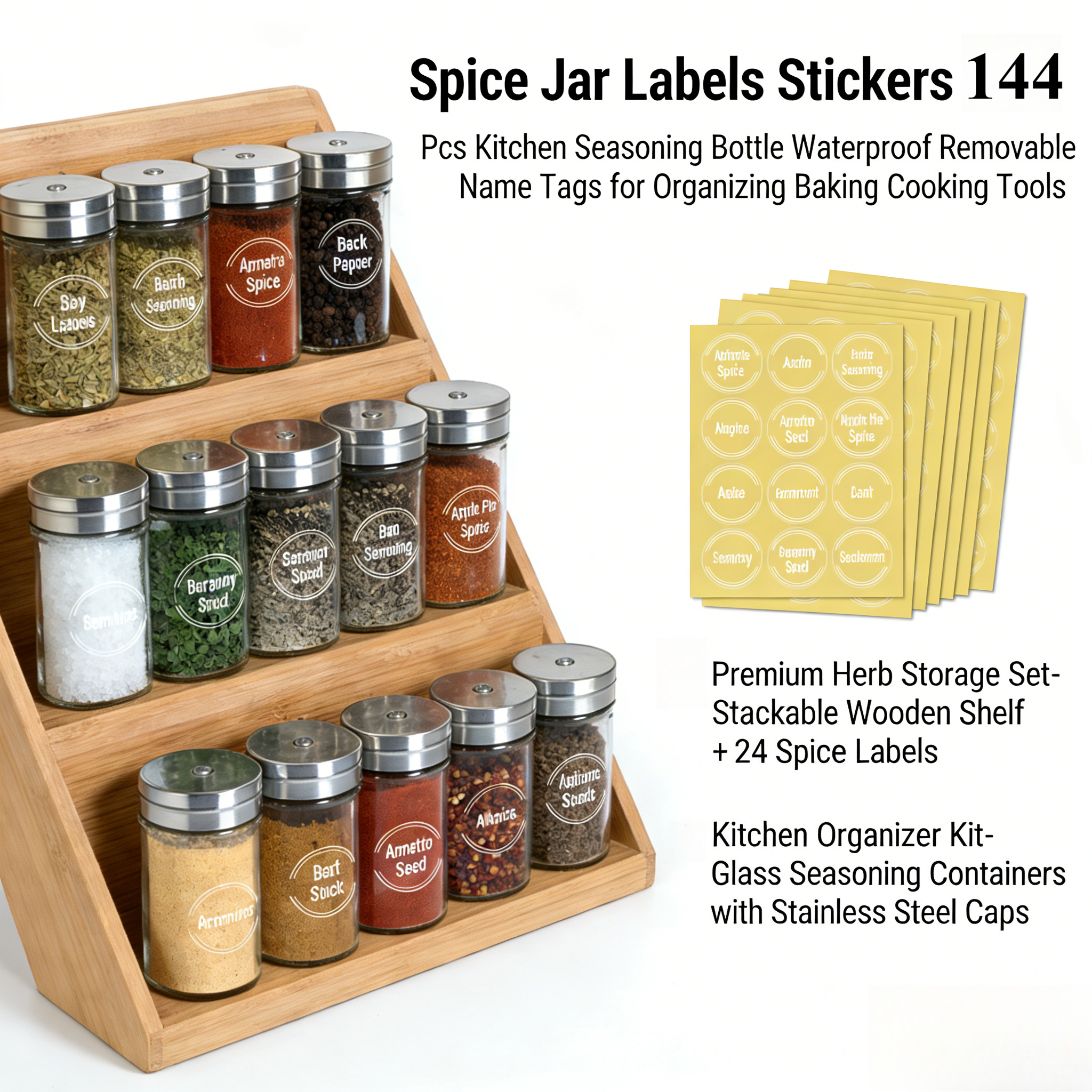 Kitchen.Baking Labels - 144pcs Spice Jar Labels Stickers Kitchen