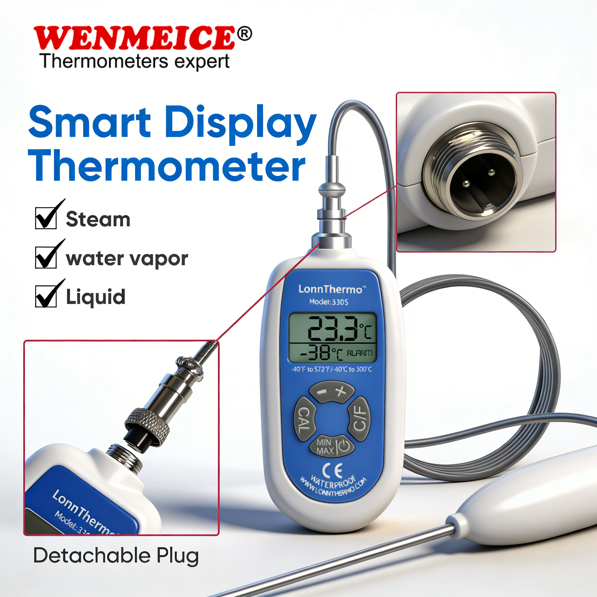 Kitchen Quiz - WENMEICE Waterproof Digital Thermometer pt100 Temperature