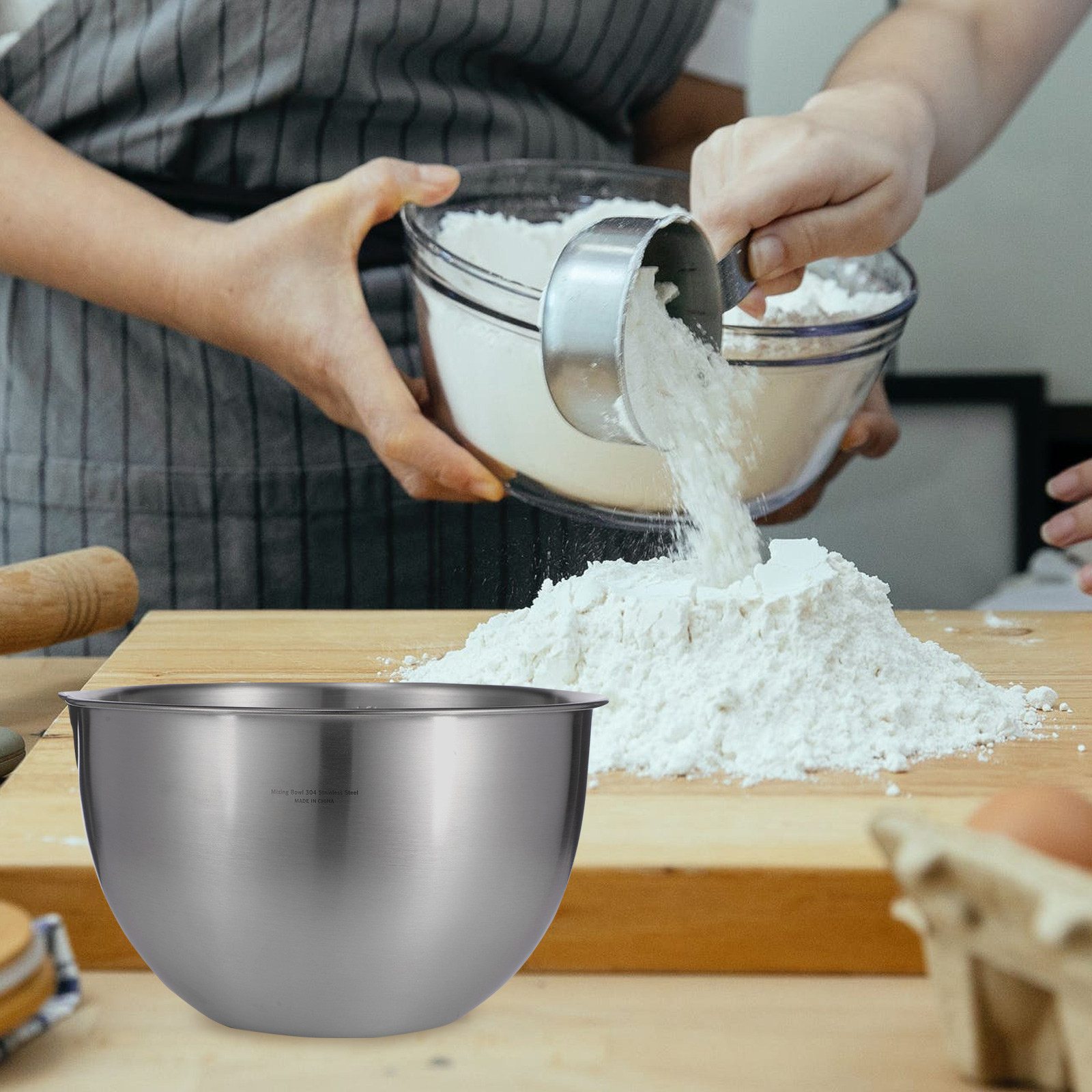 Stainless Steel Mixing Bowl De - Kitchen Baking Pan Storage reseña y precio