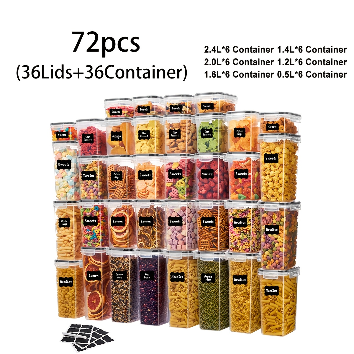 18/48/72/84pcs Storage Box wit - Kitchen.Baking Labels reseña y precio