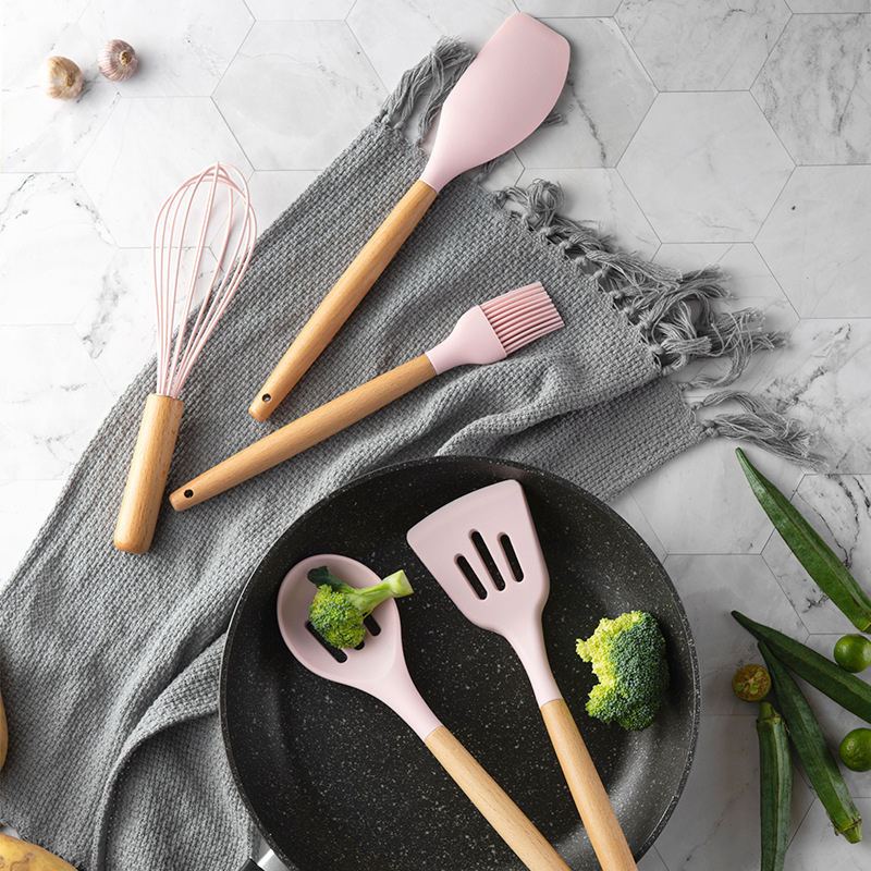 Wooden pink Wooden handle Kitc - Kitchen Baking Pan Storage reseña y precio