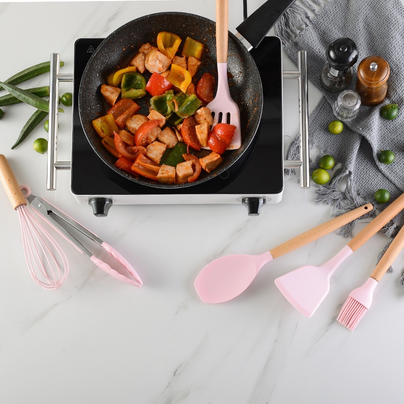 Wooden pink Wooden handle Kitc - Kitchen Baking Pan Storage reseña y precio
