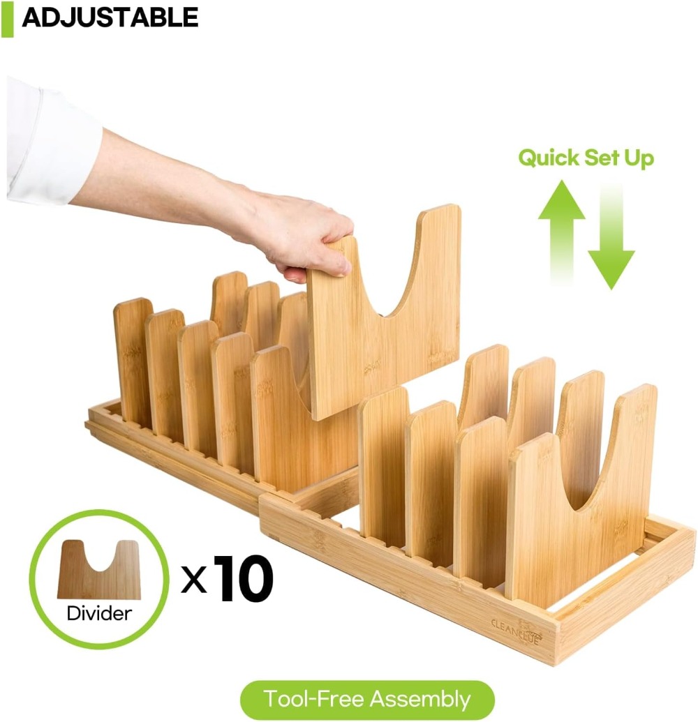 Expandable Bamboo Pots and Pan - Kitchen Baking Pan Storage reseña y precio