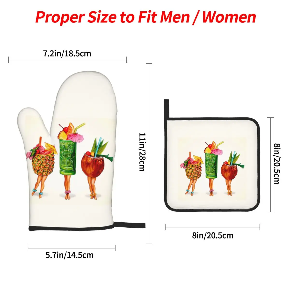 Pin-Up Oven Mitts and Pot Hold - Baking Kitchen Set Up reseña y precio