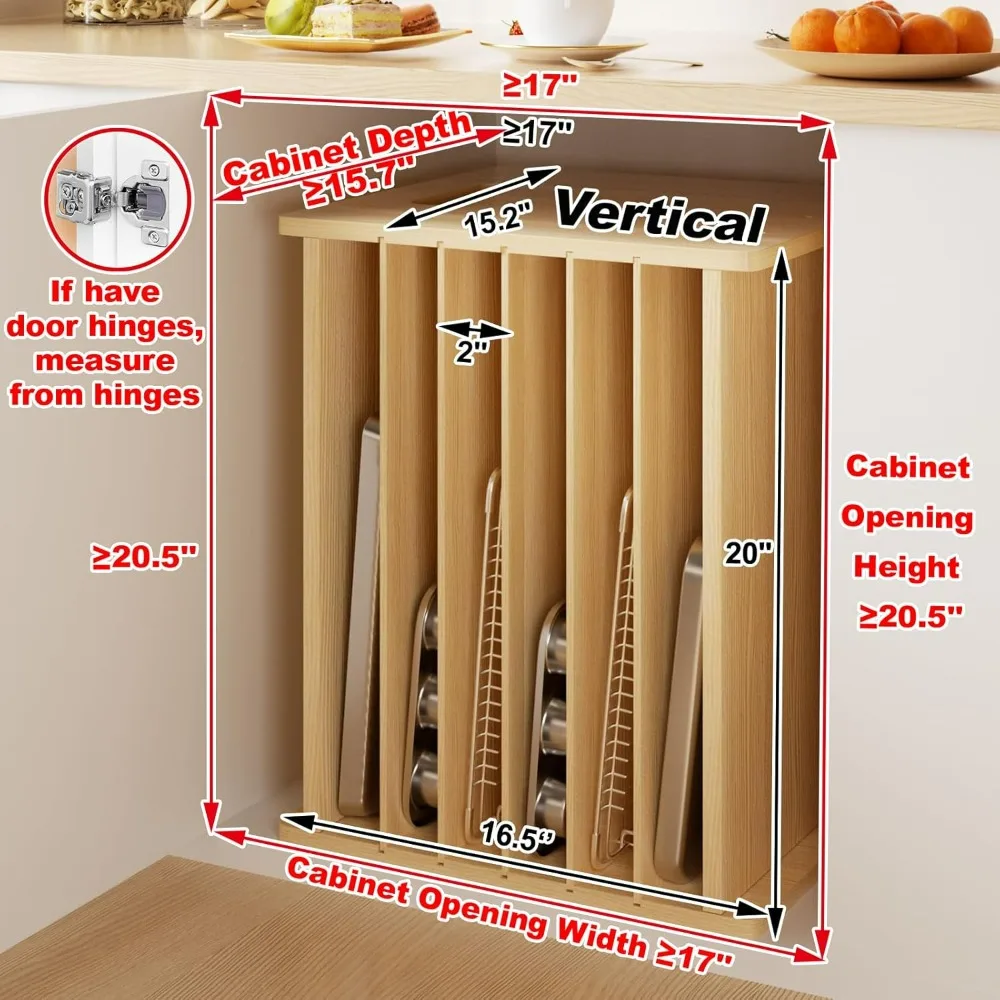 Wooden 7-Tier Cabinet Dividers - Kitchen Baking Pan Storage reseña y precio