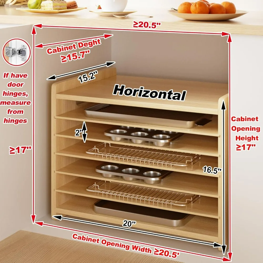 Wooden 7-Tier Cabinet Dividers - Kitchen Baking Pan Storage reseña y precio