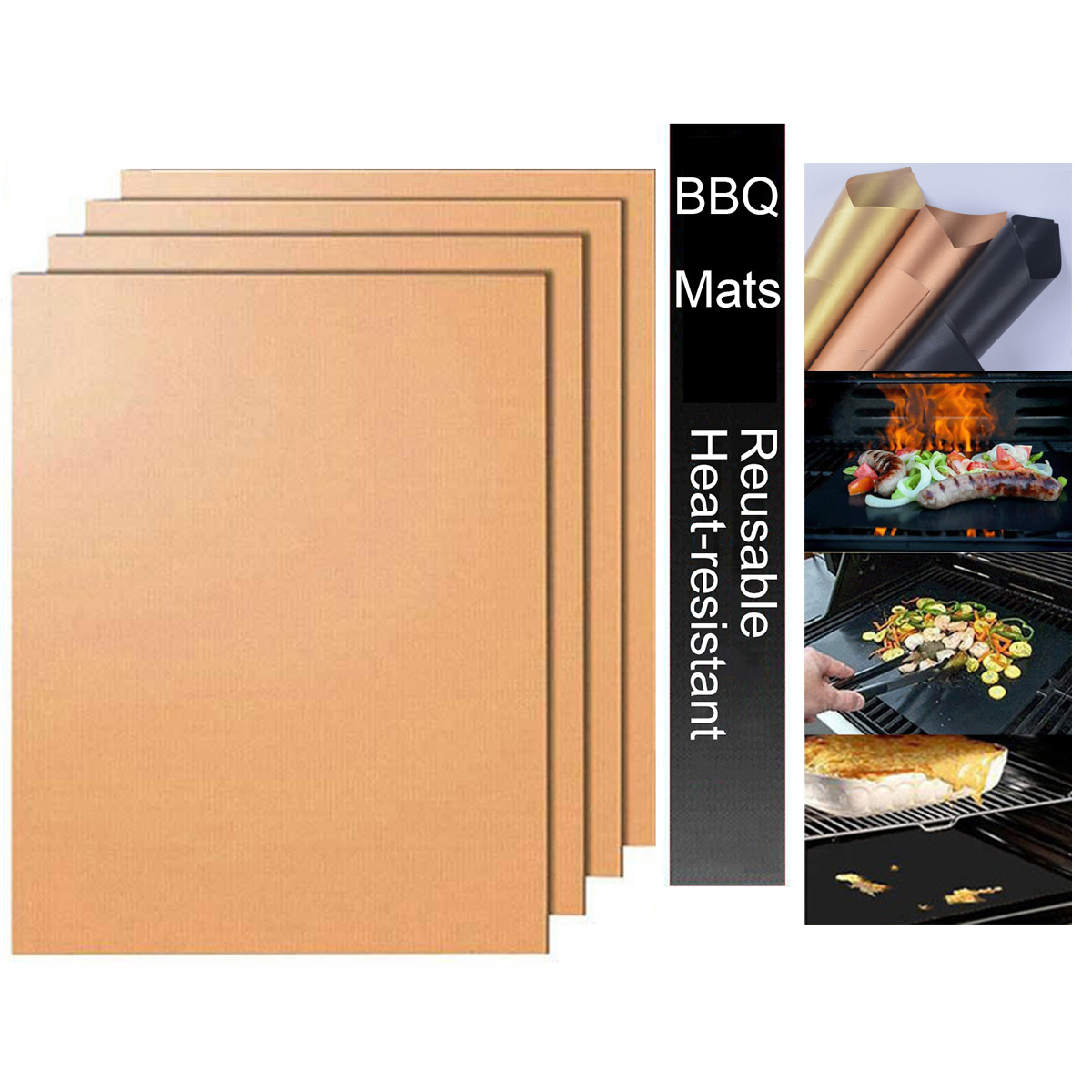 Non-stick 4Pcs BBQ Grill Mat B - Super Kitchen Baking Mat reseña y precio