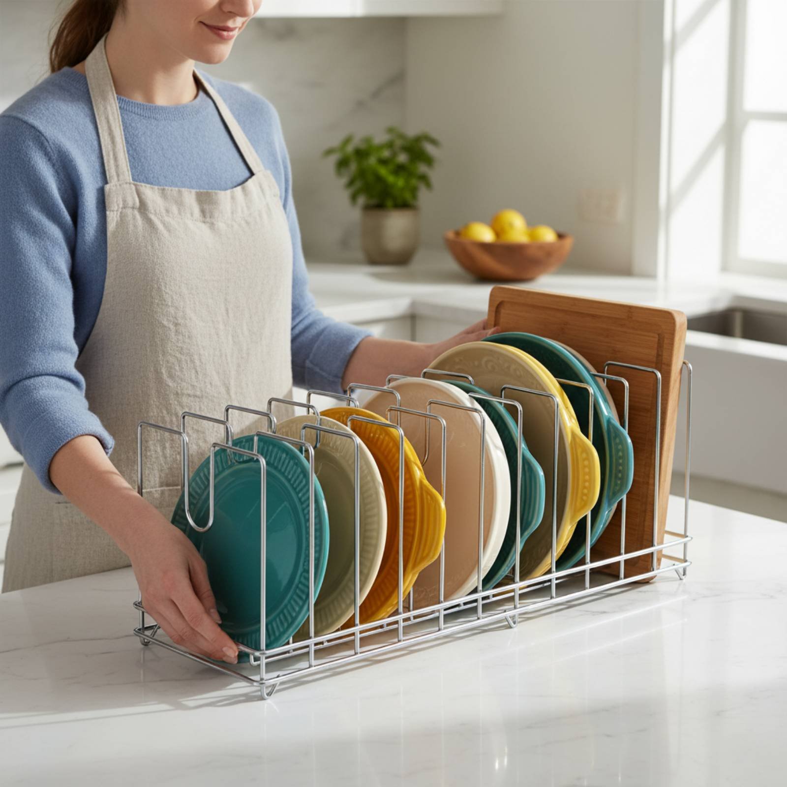 Pizza Pan Rack Space Saving Ba - Kitchen Baking Pan Storage reseña y precio